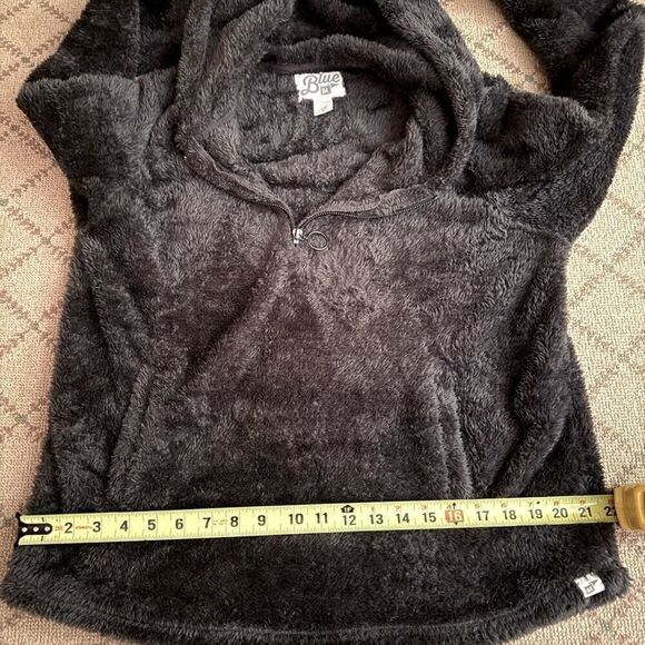 Blue 84 Fairfield Stags gray hooded teddy bear fleece 1/4 zip pullover L - Picture 8 of 10